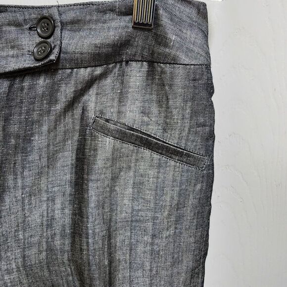 David N Pants Womens 10 Linen Blend Black Silver Wide Leg Textured Shimmer New - Picture 8 of 12